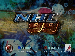 NHL '99 title screen for Nintendo 64